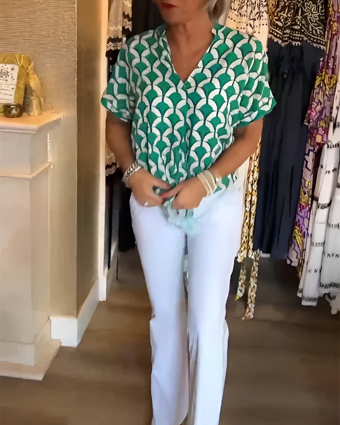 Leona - Stylowy top z nadrukiem dla kobiet
