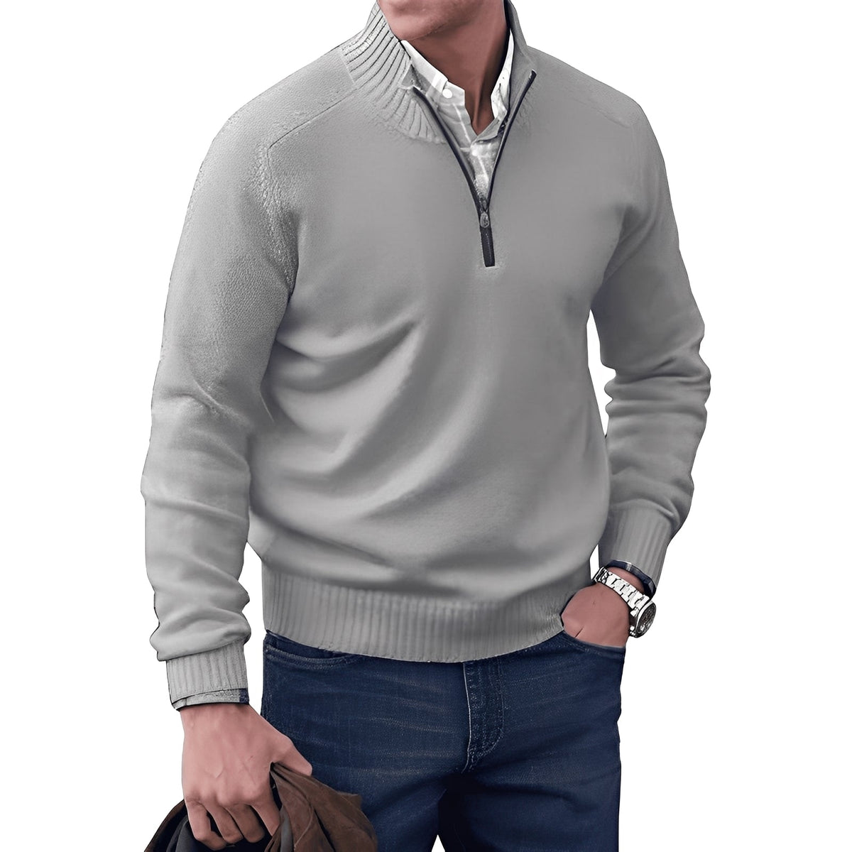 Kian - Stylowy męski sweter z funkcjonalnym zamkiem