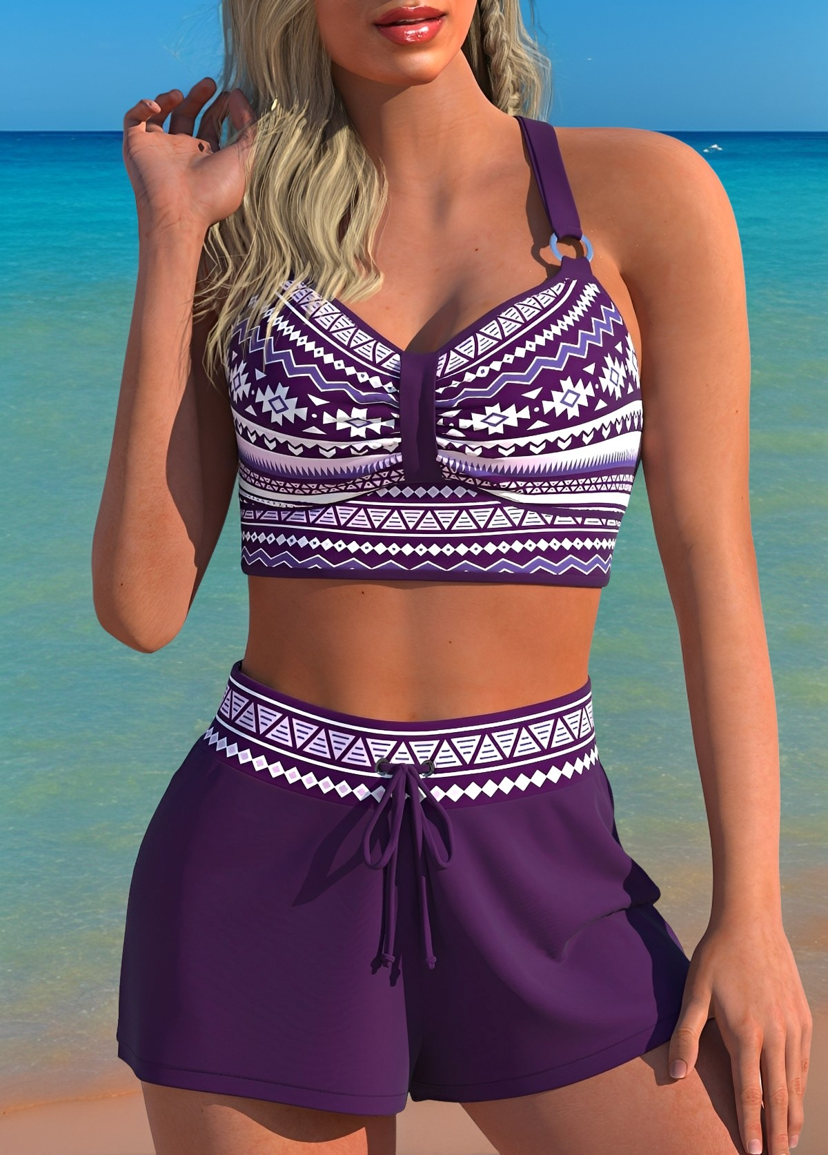Bailey - Stylowy bikini z wysokim stanem i wzorem dla kobiet