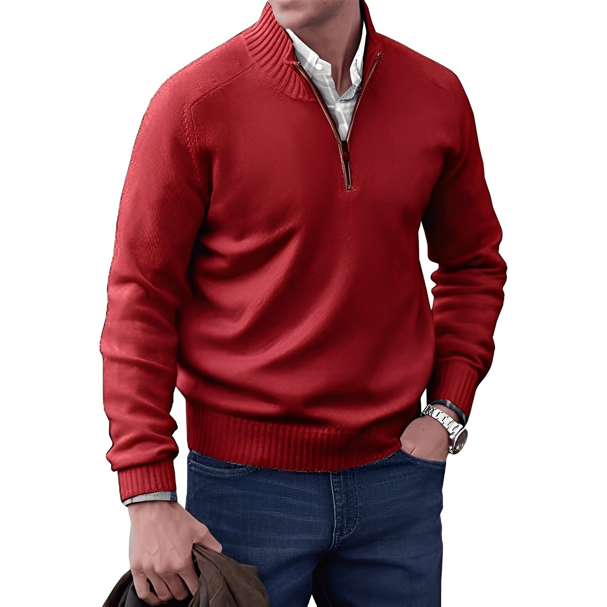 Kian - Stylowy męski sweter z funkcjonalnym zamkiem
