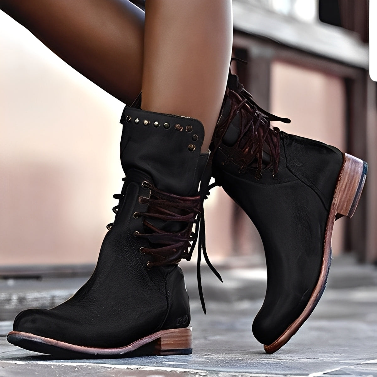 Lenora - Kobiece buty retro na niskim obcasie
