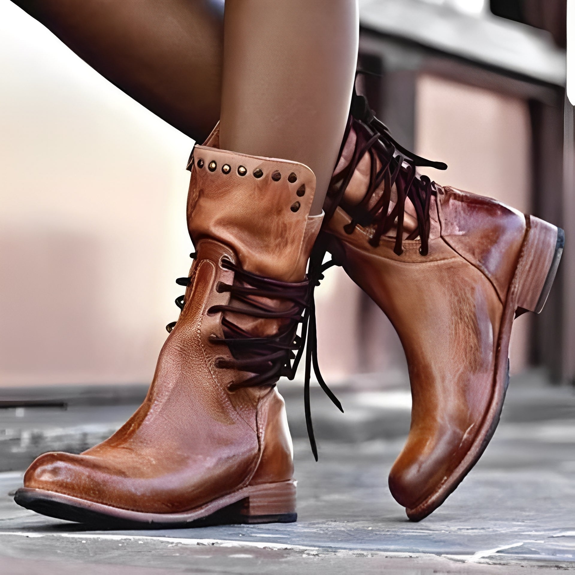 Lenora - Kobiece buty retro na niskim obcasie