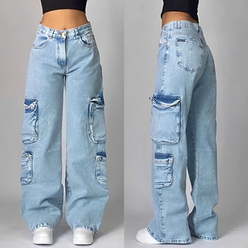 Elsie - Stylowe Luźne Jeansy Cargo