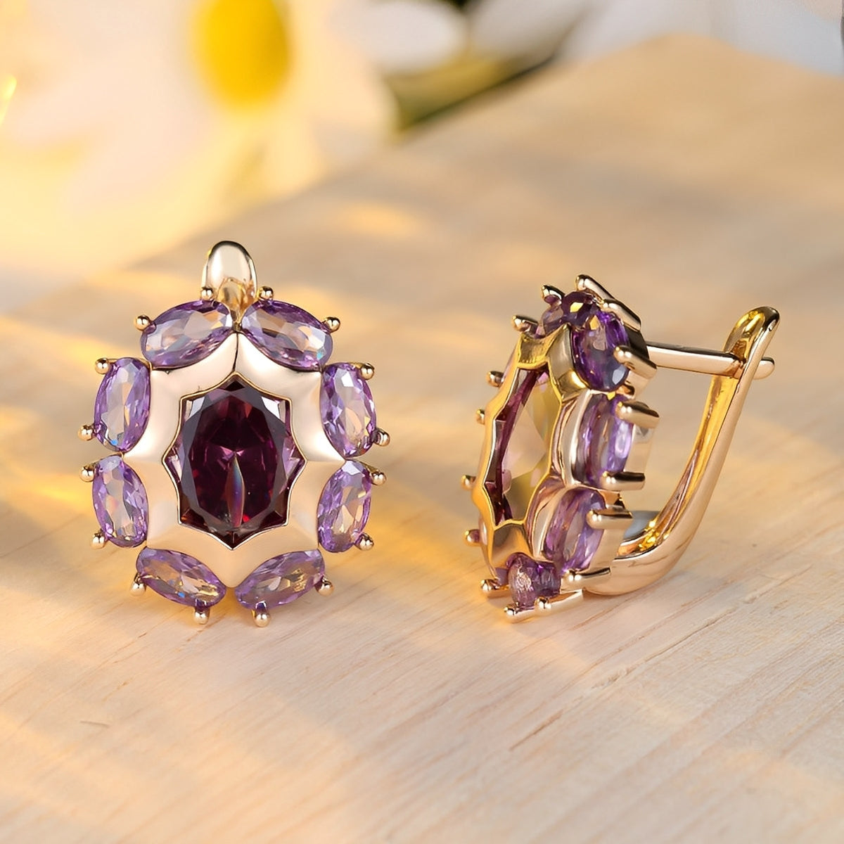 Saphira – Pendientes wioletowe eleganckie
