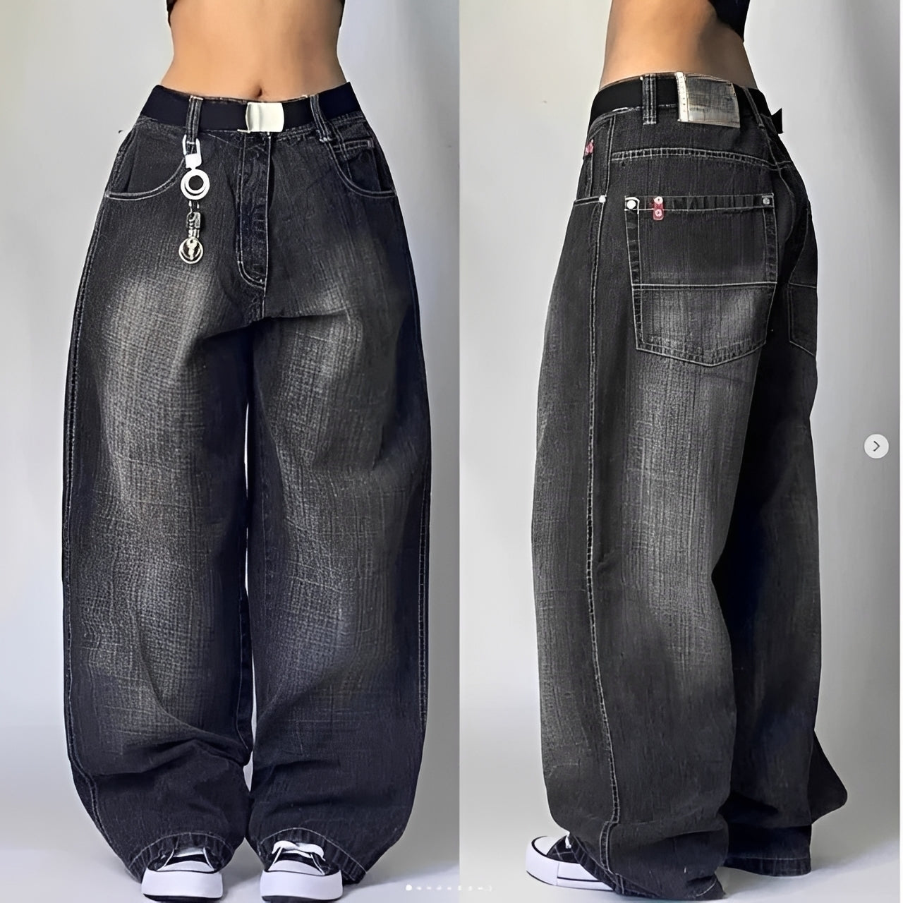 Elsie - Stylowe Luźne Jeansy Cargo