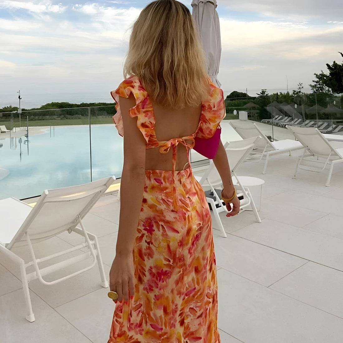 Lorraine - Stylowa sukienka maxi w kwiaty
