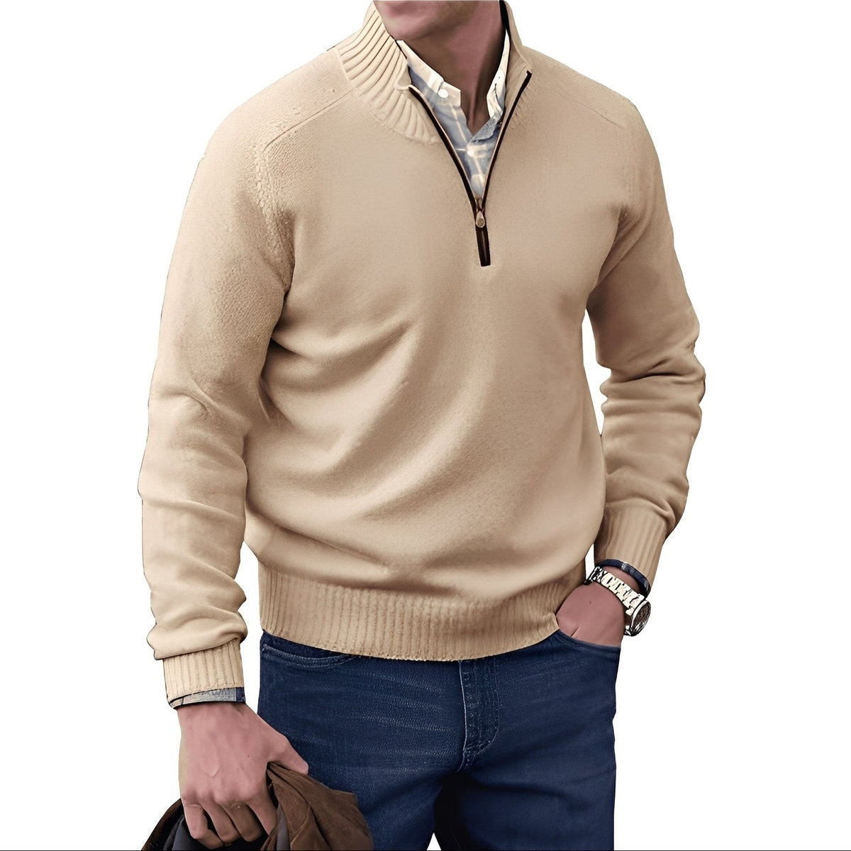 Kian - Stylowy męski sweter z funkcjonalnym zamkiem
