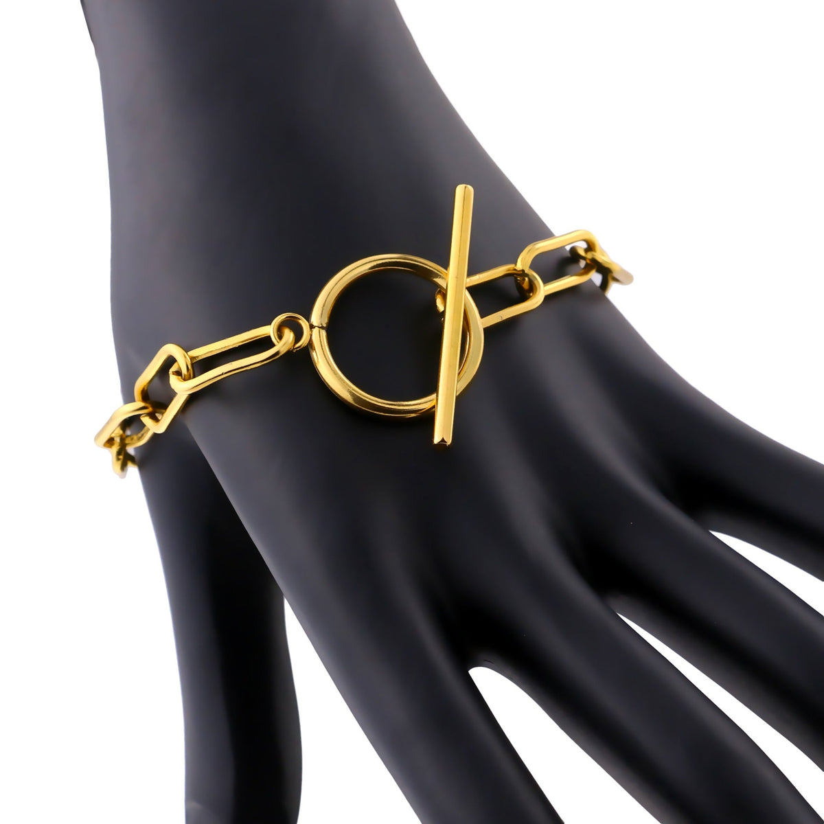 Millie – Pulsera T-Bar z prostokątnymi ogniwami ze złota