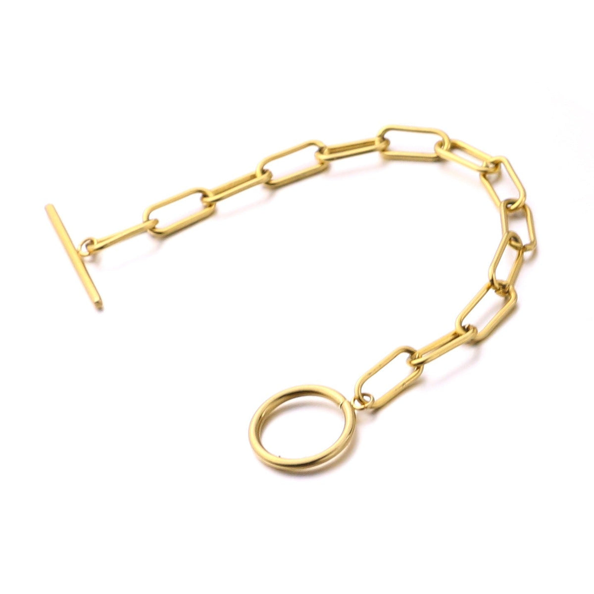 Millie – Pulsera T-Bar z prostokątnymi ogniwami ze złota