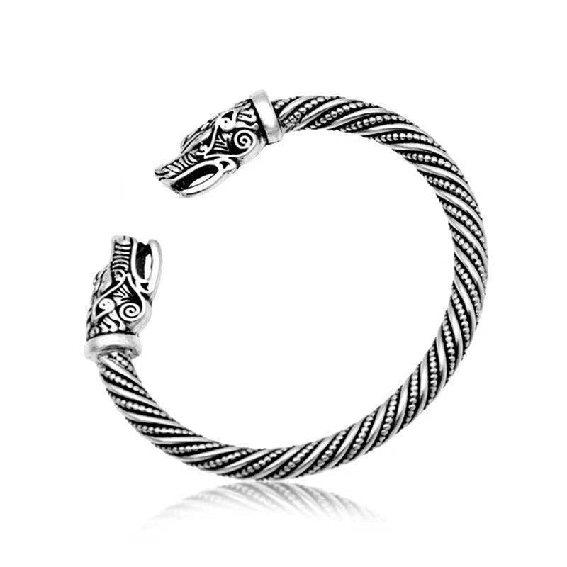 Ragnar – Pulsera wikinga w aspekcie starego srebra dla mężczyzn