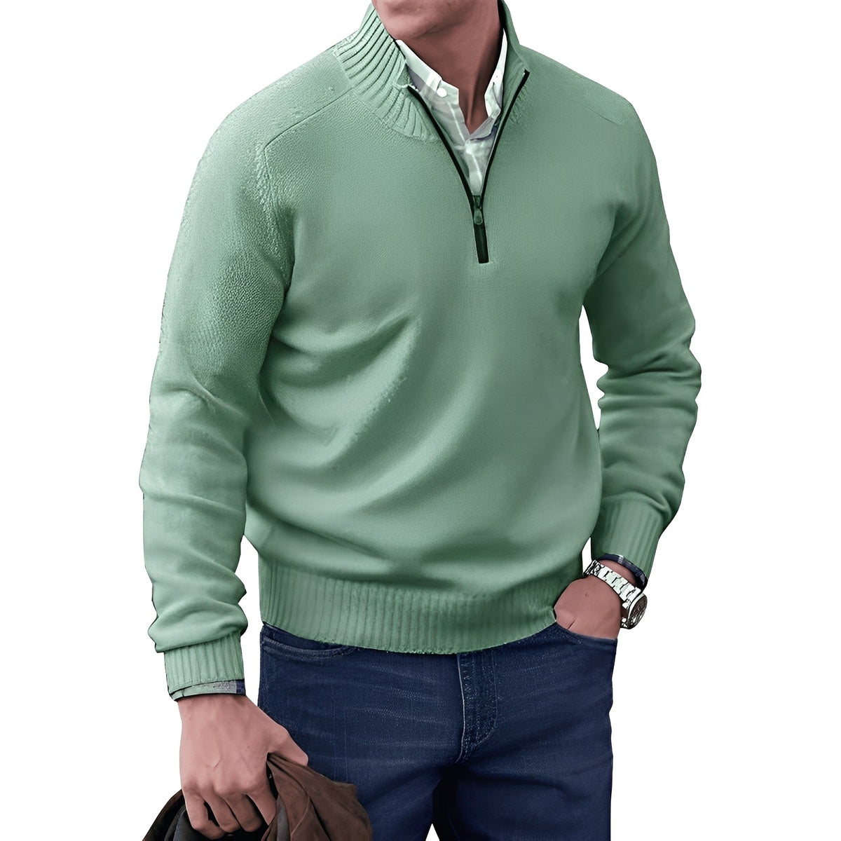 Kian - Stylowy męski sweter z funkcjonalnym zamkiem