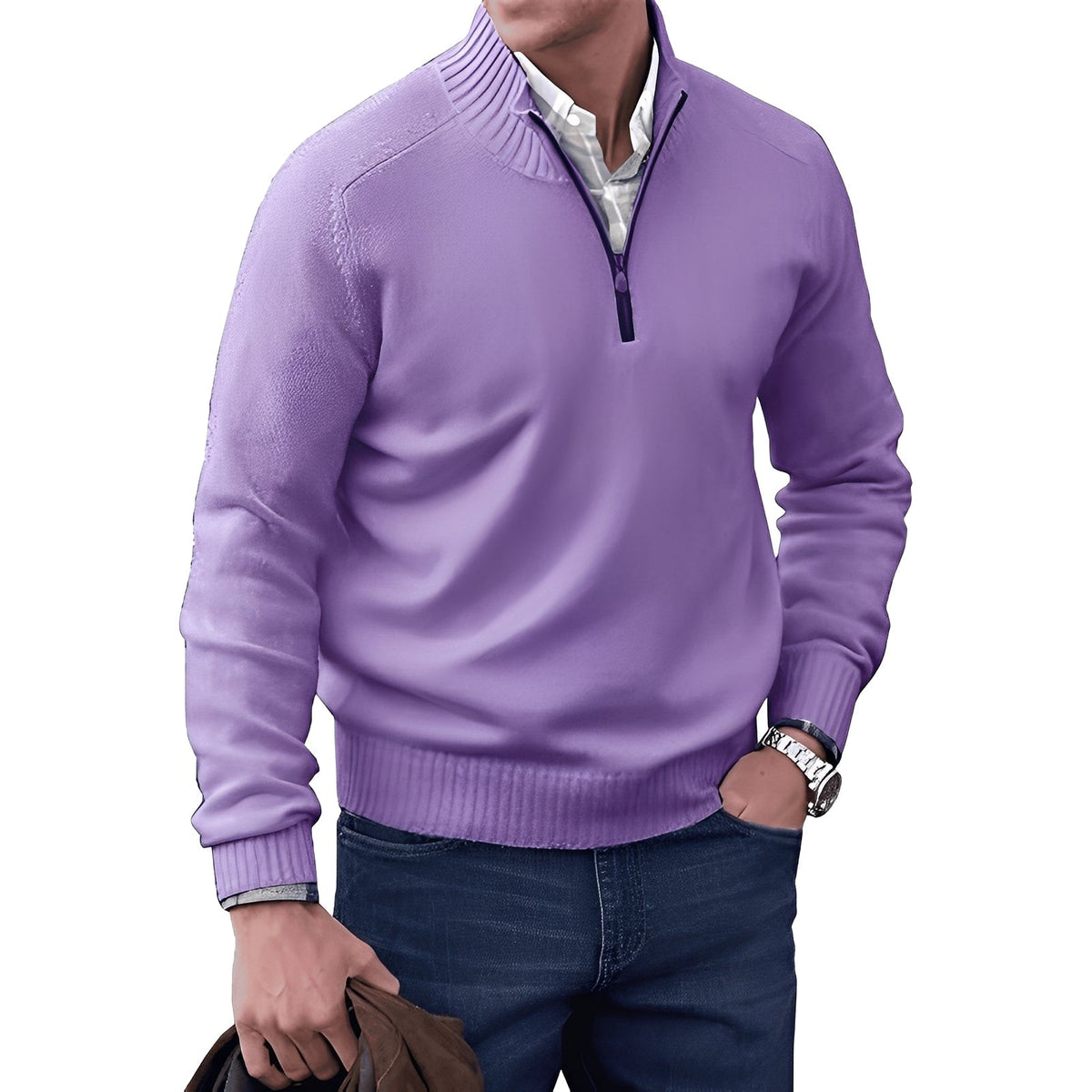 Kian - Stylowy męski sweter z funkcjonalnym zamkiem