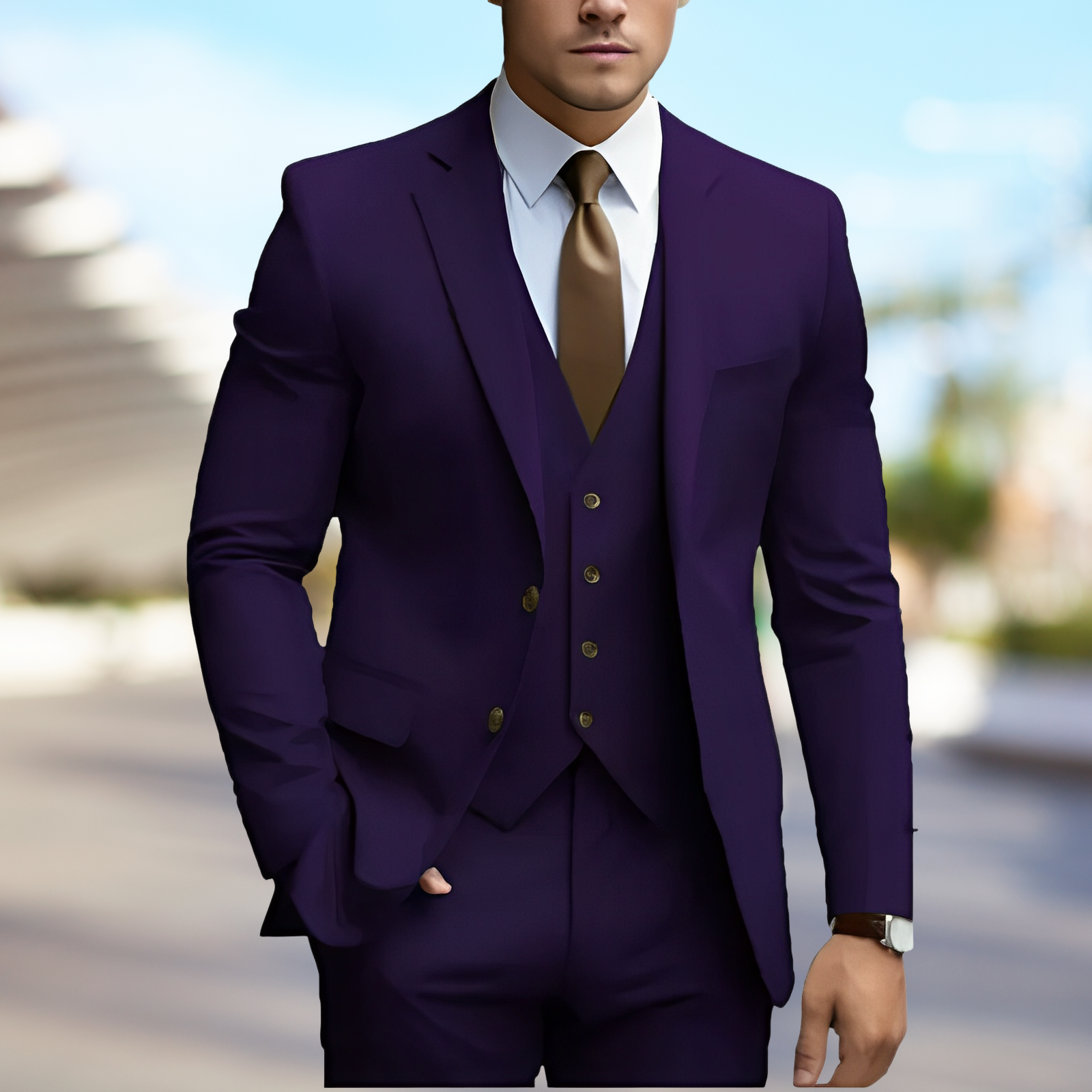 Liam – Elegancki 3-częściowy garnitur ślubny dla mężczyzn