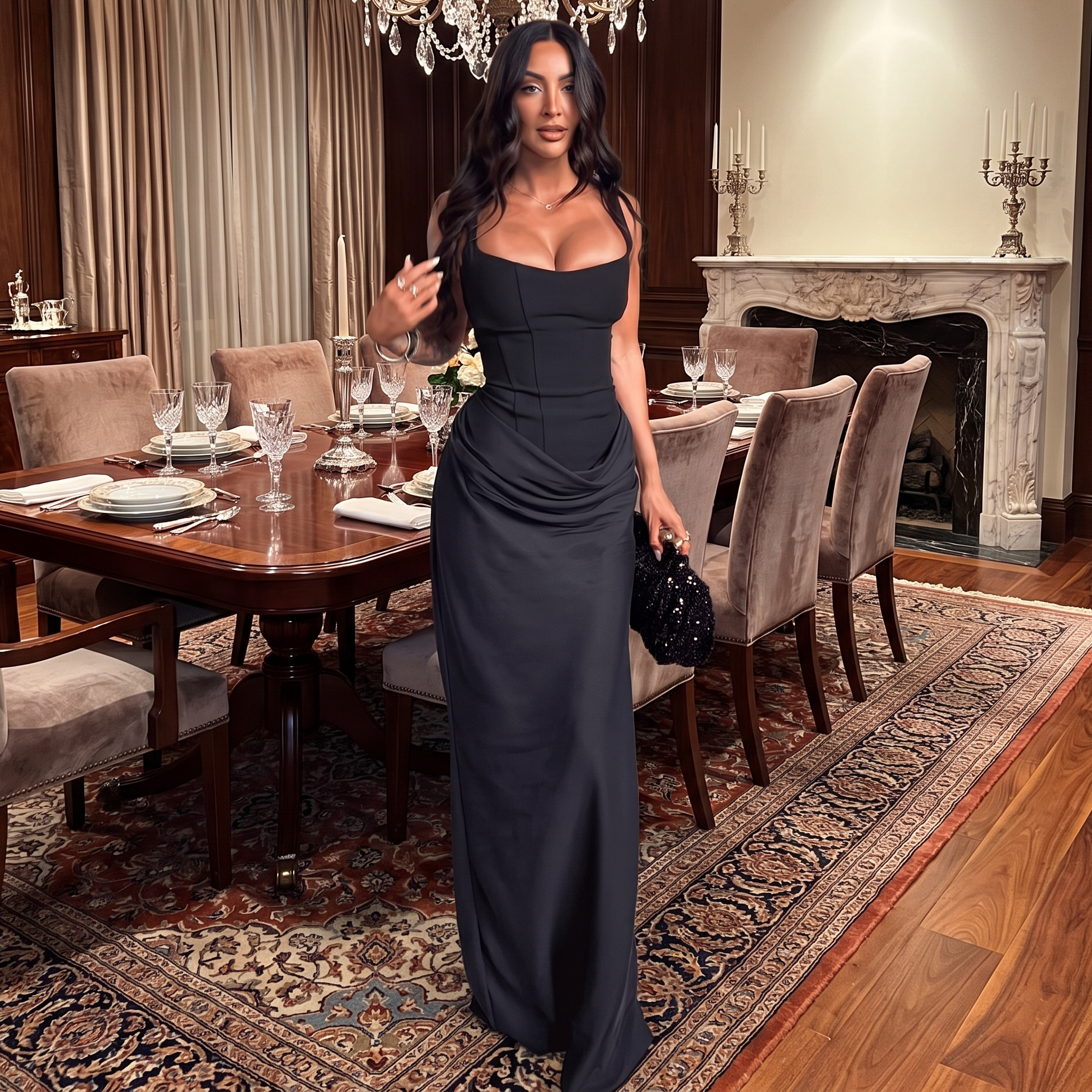 Christina - Elegancka bezrękawnikowa sukienka maxi