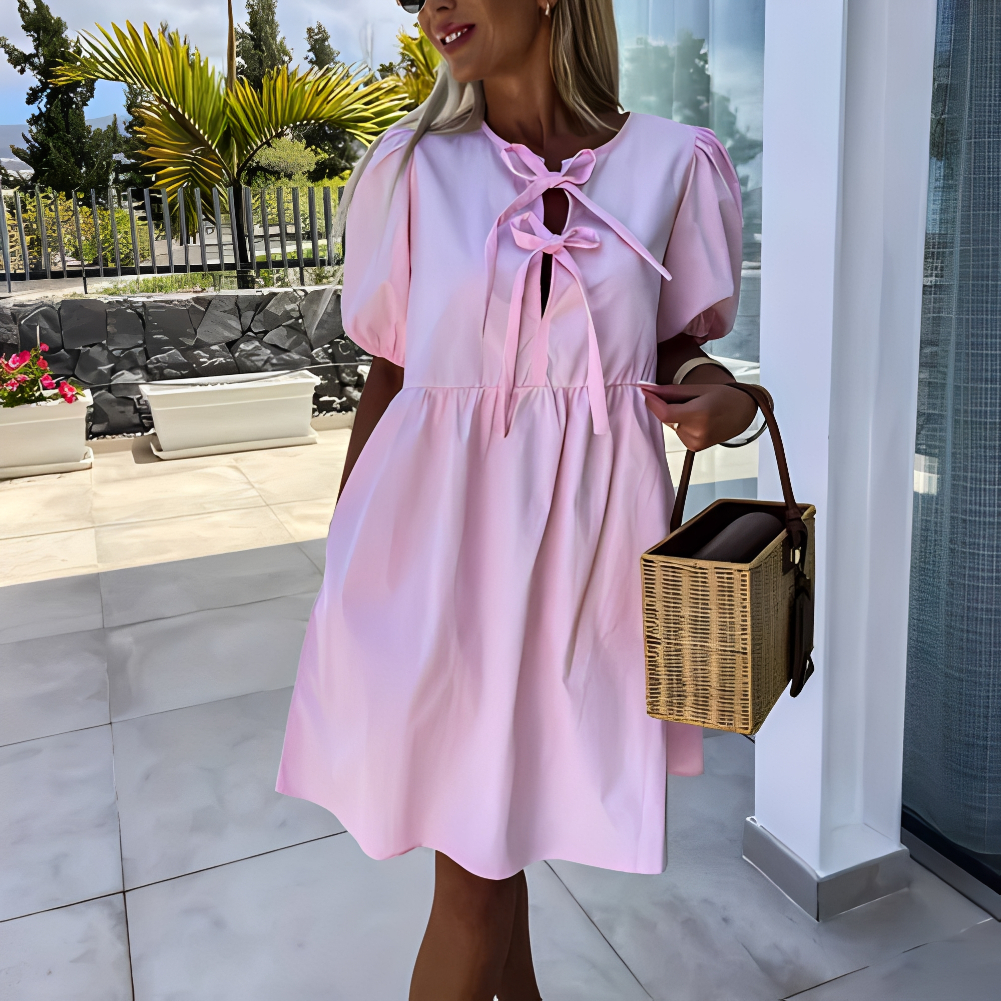 Eunice - Stylowa letnia sukienka z bufiastymi rękawami dla kobiet